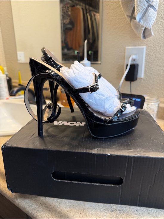 Fashion Nova Shoes - Brand New Fashion Nova Black Patent Platform Slingback Heels